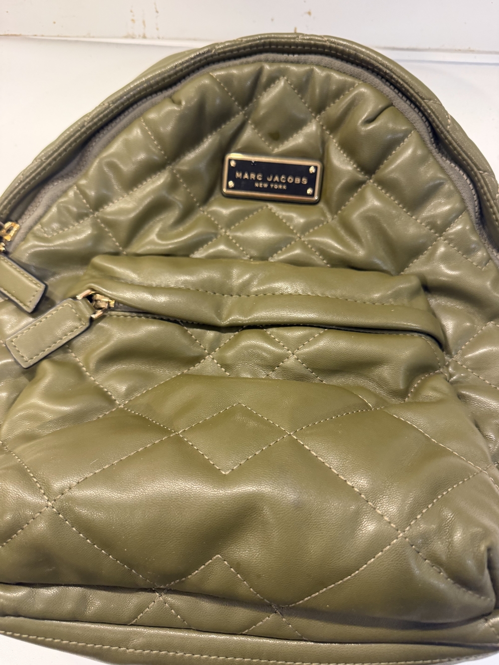 Marc Jacobs Olive Quilted Leather Backpack